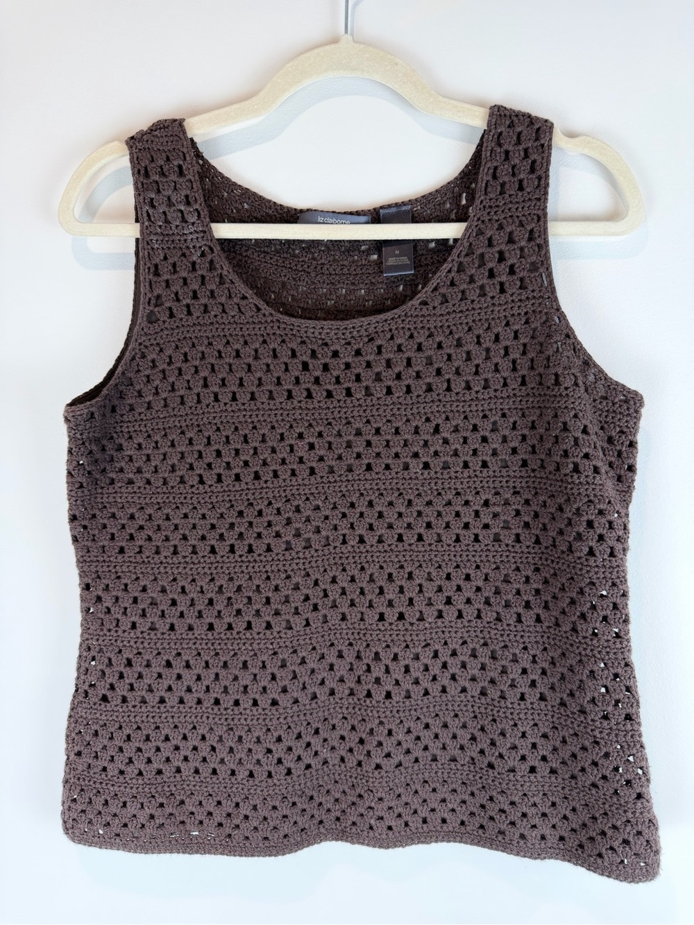 Liz Claiborne Brown Crochet Tank Top Size Medium
